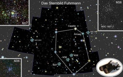 Sternbild Fuhrmann mit Objekten